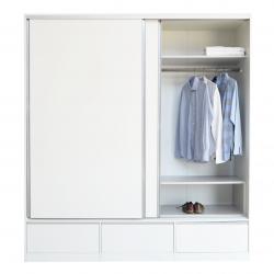 Placard Dielfe 2 Puertas 3 Cajones Blanco PRD200-B