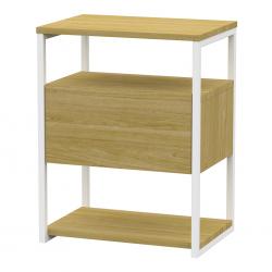 Mesa de Luz Dielfe 1 Cajón Roble y Blanco