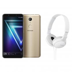 Combo Celular Hyundai Ultra Vision Plus Dorado - Libre + Auriculares Sony MDR-ZX110 Blancos