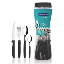 Set de Cubiertos Tramontina 24 Piezas Acero Inox. Ipanema Negro