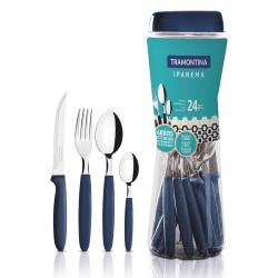 Set de Cubiertos Tramontina 24 Piezas Acero Inox. Ipanema Azul