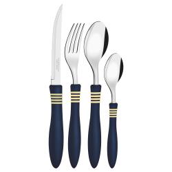 Set de Cubiertos Tramontina 24 Piezas Acero Inox. Cor&Cor Azul