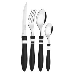 Set de Cubiertos Tramontina 24 Piezas Acero Inox. Cor&Cor Negro