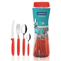 Set de Cubiertos Tramontina 24 Piezas Acero Inox. Ipanema Rojo