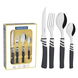 Set de Cubiertos Tramontina 24 Piezas Acero Inox. Amalfi Negro