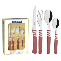 Set de Cubiertos Tramontina 24 Piezas Acero Inox. Amalfi Rojo