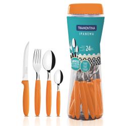 Set de Cubiertos Tramontina 24 Piezas Acero Inox. Ipanema Naranja