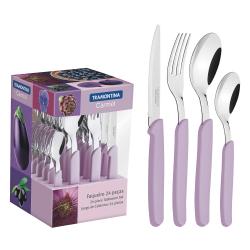 Set de Cubiertos Tramontina 24 Piezas Acero Inox. Carmel Rosa