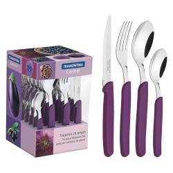 Set de Cubiertos Tramontina 24 Piezas Acero Inox. Carmel Violeta