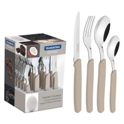 Set de Cubiertos Tramontina 24 Piezas Acero Inox. Carmel Marfil