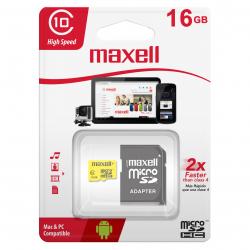 Memoria Maxell MicroSD 16GB Clase 10 c + Adaptador SD