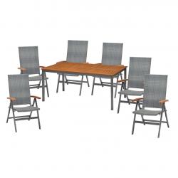 Combo Mesa Kingsbury Blackbird Rectangular + 6 Sillas Reposera Kingsbury Dominica