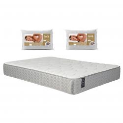 Combo Colchón Springwall MCB303 2 Plazas 140X190 cm Resortes + 2 Almohadas Palette 64x44 Memory Fill Ivory Blanca