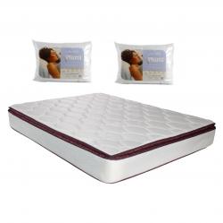 Combo Colchón Golden Line Horus Granada 2 Plazas 140x190x24 cm Resortes + 2 Almohadas Altenburg 50x70 Tela Blanca