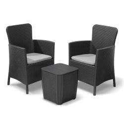 Set Mesa + 2 Sillones Miami Graphito Gris