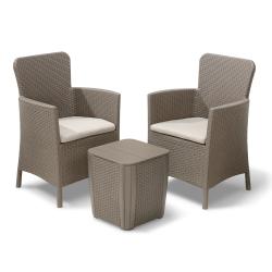 Set Mesa + 2 Sillones Miami Capuchino