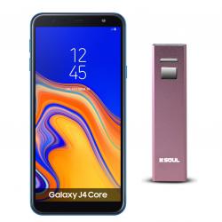 Combo Celular Samsung Galaxy J4 Core Azul - Libre + Cargador Portátil Soul 2600 mAh Rosa