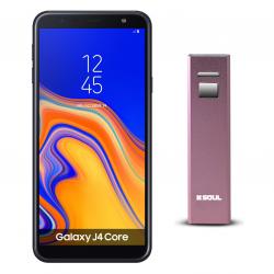 Combo Celular Samsung Galaxy J4 Core Negro - Libre + Cargador Portátil Soul 2600 mAh Rosa