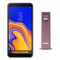 Combo Celular Samsung Galaxy J4 Core Dorado - Libre + Cargador Portátil Soul 2600 mAh Rosa