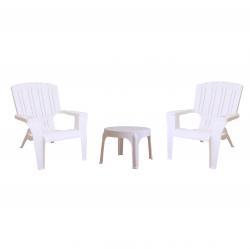Combo 2 Sillones de Jardín Quality Caribe Blanco + Mesa Auxiliar Quality Redonda