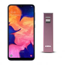 Combo Celular Samsung Galaxy A10 Negro - Libre + Cargador Portátil Soul 2600 mAh Rosa