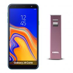 Combo Celular Samsung Galaxy J4 Core Azul - Libre + Cargador Portátil Soul 2600 mAh Rosa