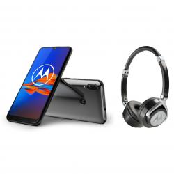 Combo Celular Motorola E6 Plus 64 GB Gris - Libre + Auriculares Motorola PULSE2 Negro