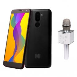 Combo Celular L1 Negro Kodak - Libre + Micrófono Ranser Karaoke Parlante Plata MCRA70GR