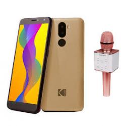 Combo Celular L1 Dorado Kodak - Libre + Micrófono Ranser Karaoke Parlante Rosa MCRA70RO