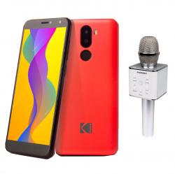 Combo Celular L1 Rojo Kodak - Libre + Micrófono Ranser Karaoke Parlante Plata MCRA70GR