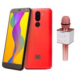 Combo Celular L1 Rojo Kodak - Libre + Micrófono Ranser Karaoke Parlante Rosa MCRA70RO