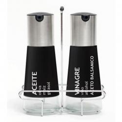 Set para Condimentos Nouvelle Cuisine 2 Piezas Vidrio Negro