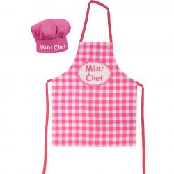 Set Infantil de Delantal y Gorro Chef Rosa