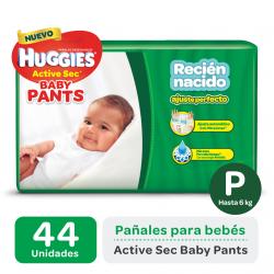 Paales Huggies Active Sec Baby Pants P x 44 unid