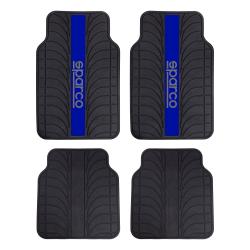 Cubre Alfombras Sparco PVC Negro y Azul 4 Piezas