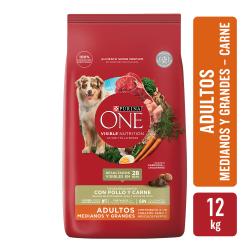 Alimento Purina One para Perros Adultos Razas Medianas y Grandes Carne x 12 Kg