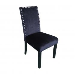 Silla de Comedor Simil Terciopelo con Tachas Negro x 2 Unidades