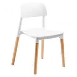Silla Mercomax Blanca con patas de madera x 6 Unidades