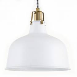 Lámpara Colgante Lett Blanca con Agarre de Bronce 23 cm