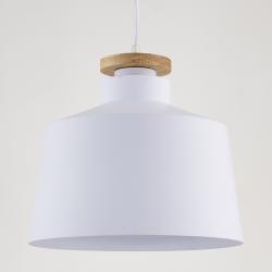 Lmpara Colgante Lett Metal y Madera Blanca 30 cm