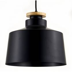 Lámpara Colgante Lett Metal y Madera Negra 30 cm