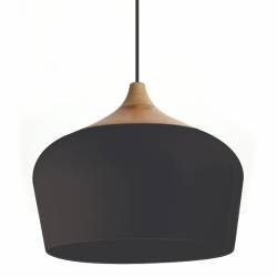 Lámpara Colgante Lett Metal y Madera Negra 35 cm