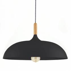 Lámpara Colgante Lett Metal y Madera Negra 45 cm
