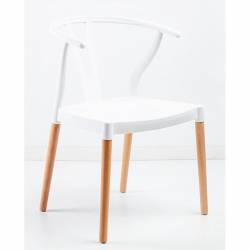 Silla Wishbone Mercomax Blanca con patas de madera x 4 Unidades