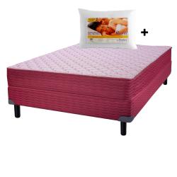Combo Conjunto Golden Line Anin Granada 2 Plazas 140x190x55 cm Resortes + Almohada Altenburg 50x70 Tela Blanca