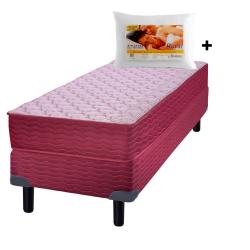 Combo Conjunto Golden Line Anin Granada 1 Plaza 80x190x55 cm Resortes + Almohada Altenburg 50x70 Tela Blanca