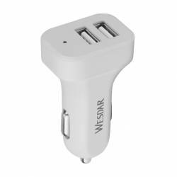 Cargador USB para Auto Wesdar 2 Puertos U12 Blanco 12 Volts