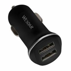 Cargador USB para Auto Wesdar Carga Rápida Negro 12 Volts