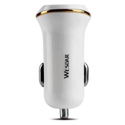 Cargador USB para Auto Wesdar Carga Rápida Blanco 12 Volts