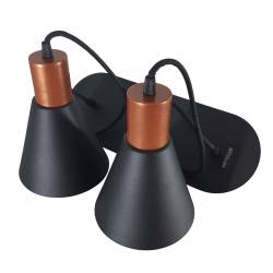 Luminaria Cono de 2 Luces Artelum Negra y Cobre E27